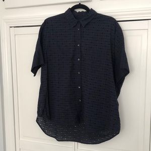 Madewell Navy Eyelet Courier Shirt - Size L